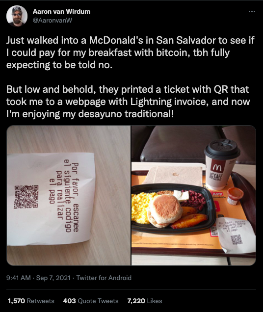 Fast Food Giant McDonald’s Now Accepting Bitcoin in El Salvador 2