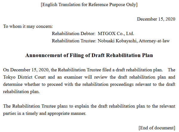 District Court Will Consider Mt. Gox Rehabilitation Plan 2