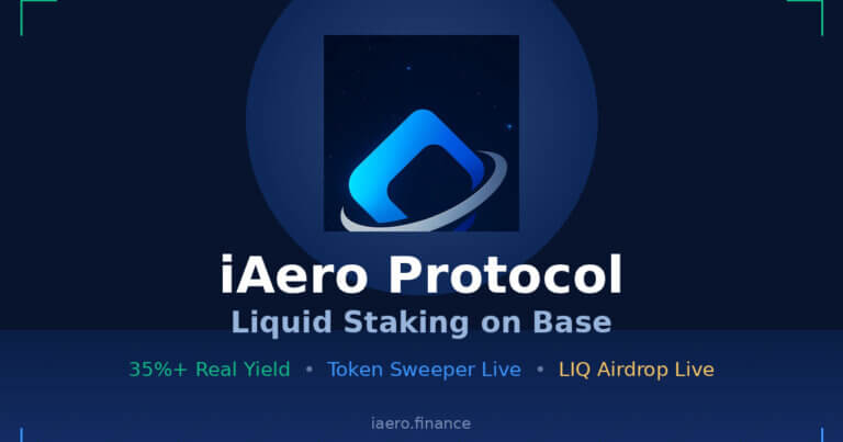 iAero Protocol Launches Token Sweeper, Distributes 5% of LIQ Supply to Stakers